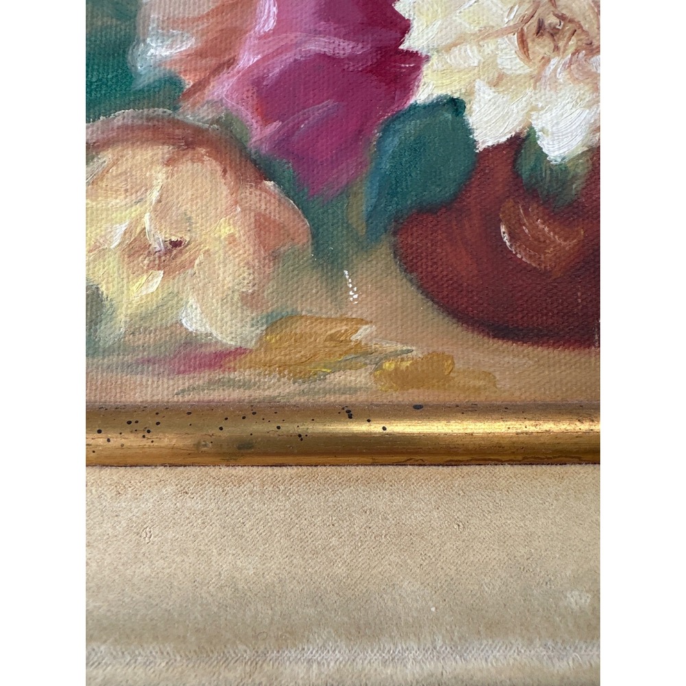 Vintage Knowles Signed Floral Oil Painting Roses Still Life Framed Mid Century - Picture 8 of 8